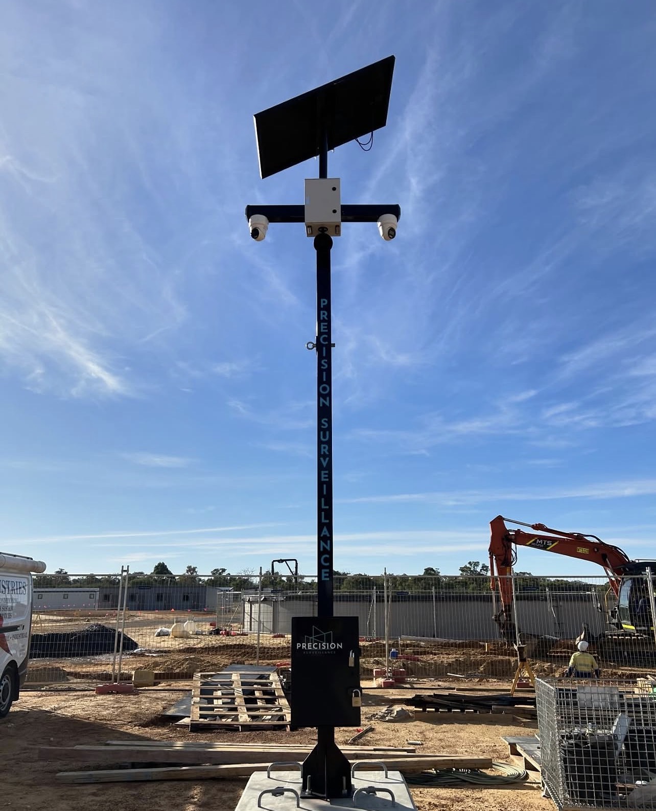 Precision Surveillance tower on commercial construction site