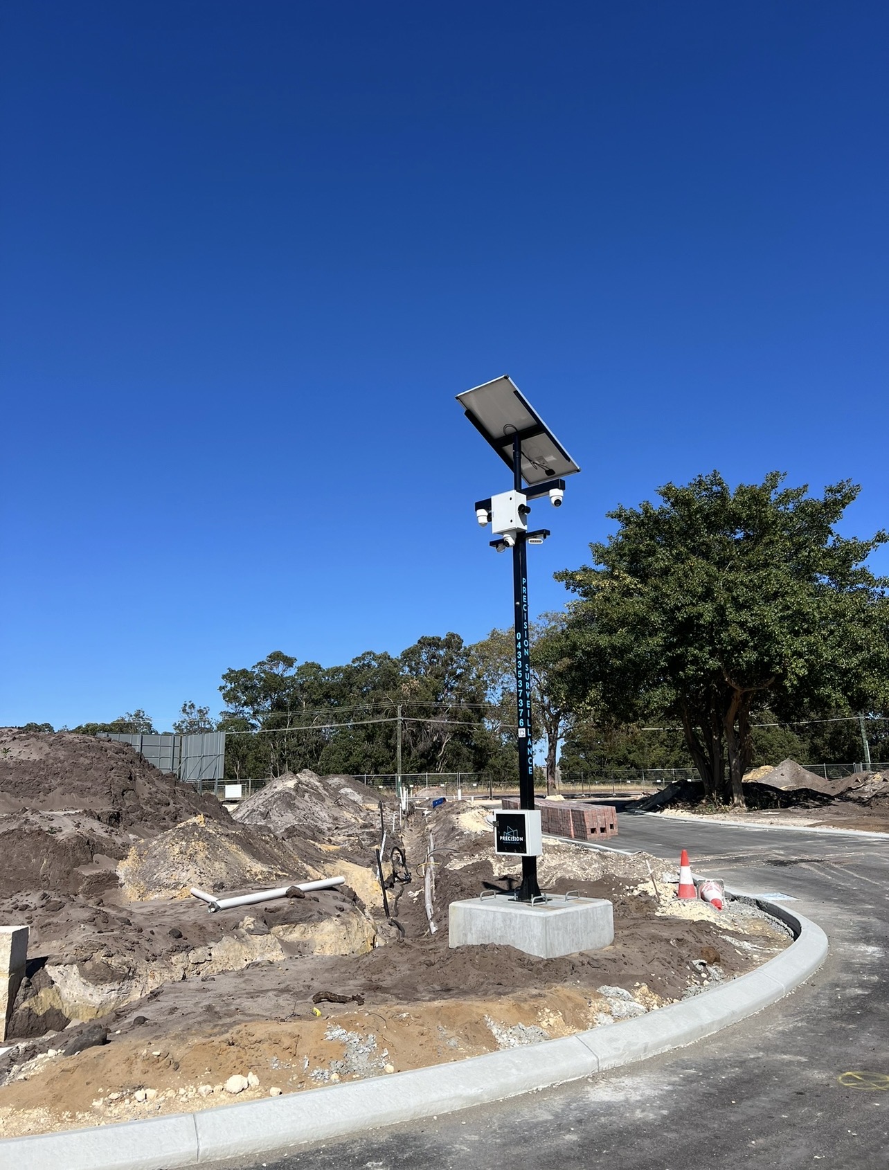 Precision Surveillance tower on civil works site